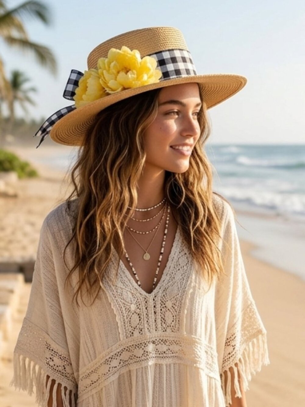 Tecum Hand-Crafted Guatemala Palm Straw Sun Hat: Artisan Floral Design